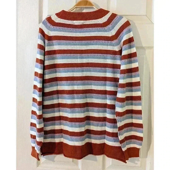 NWT Market & Spruce Women's Multicolor Striped Textured LS Pullover Sweater XL - Picture 2 of 4